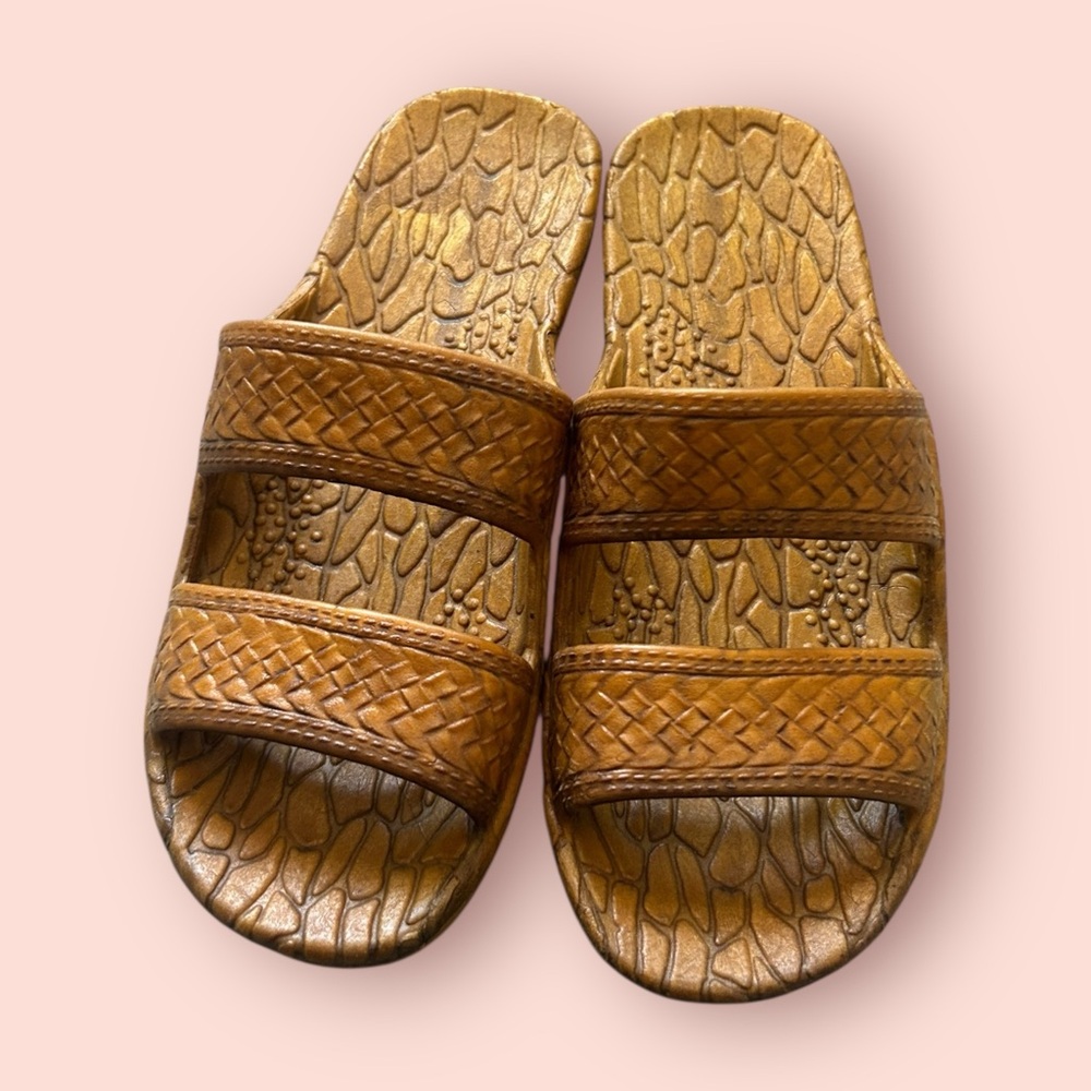 Pali Hawaii Brown Leather Slide Sandals | Made in Hawaii | Size 6